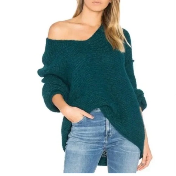 Free People Sweaters - ⭐️ Free People All Mine V Neck Slouchy Alpaca Teal Blue Green Sweater MEDIUM